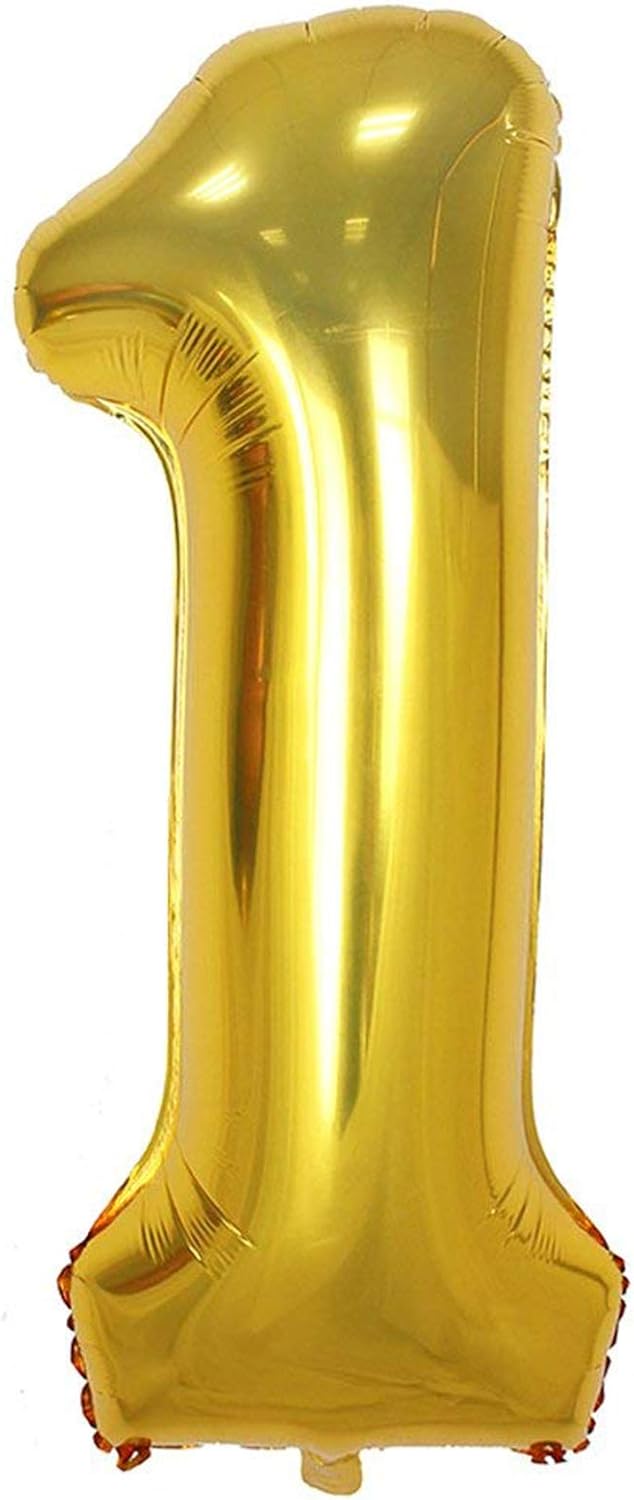Tellpet Gold Number 1 Balloon - 40 Inch Foil Balloon for Birthday Celebrations