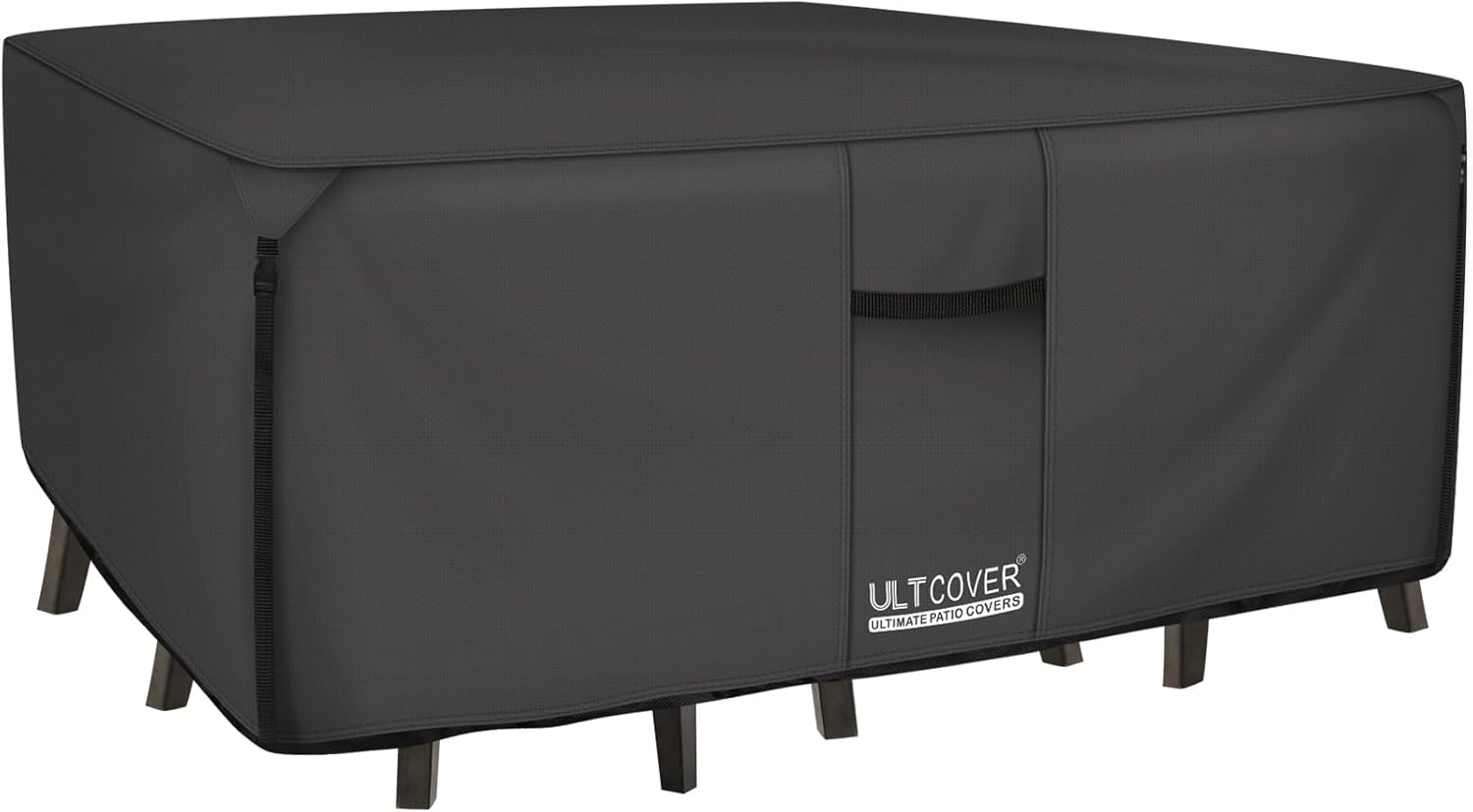 ULTCOVER Heavy Duty Rectangular Patio Table and Chair Cover - Waterproof 76" L x 54" W x 28" H, Black