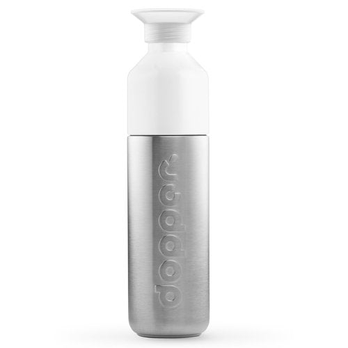 Preserve Dopper Stainless Steel Water Bottle BPA Free, Dishwasher Safe - Made from 90% Recycled Steel - Light Weight & Durable Water Flask for Travel, Backpack, Office, Workout, Bike, Gym - 16.5 Oz