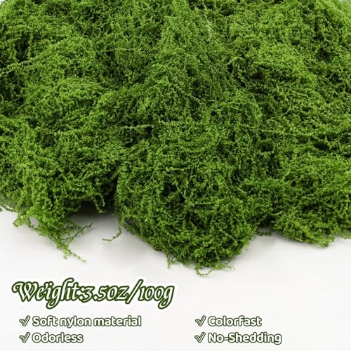 LUSTRIB 3.5 Oz Green Fake Moss for Crafts & Plant Decor