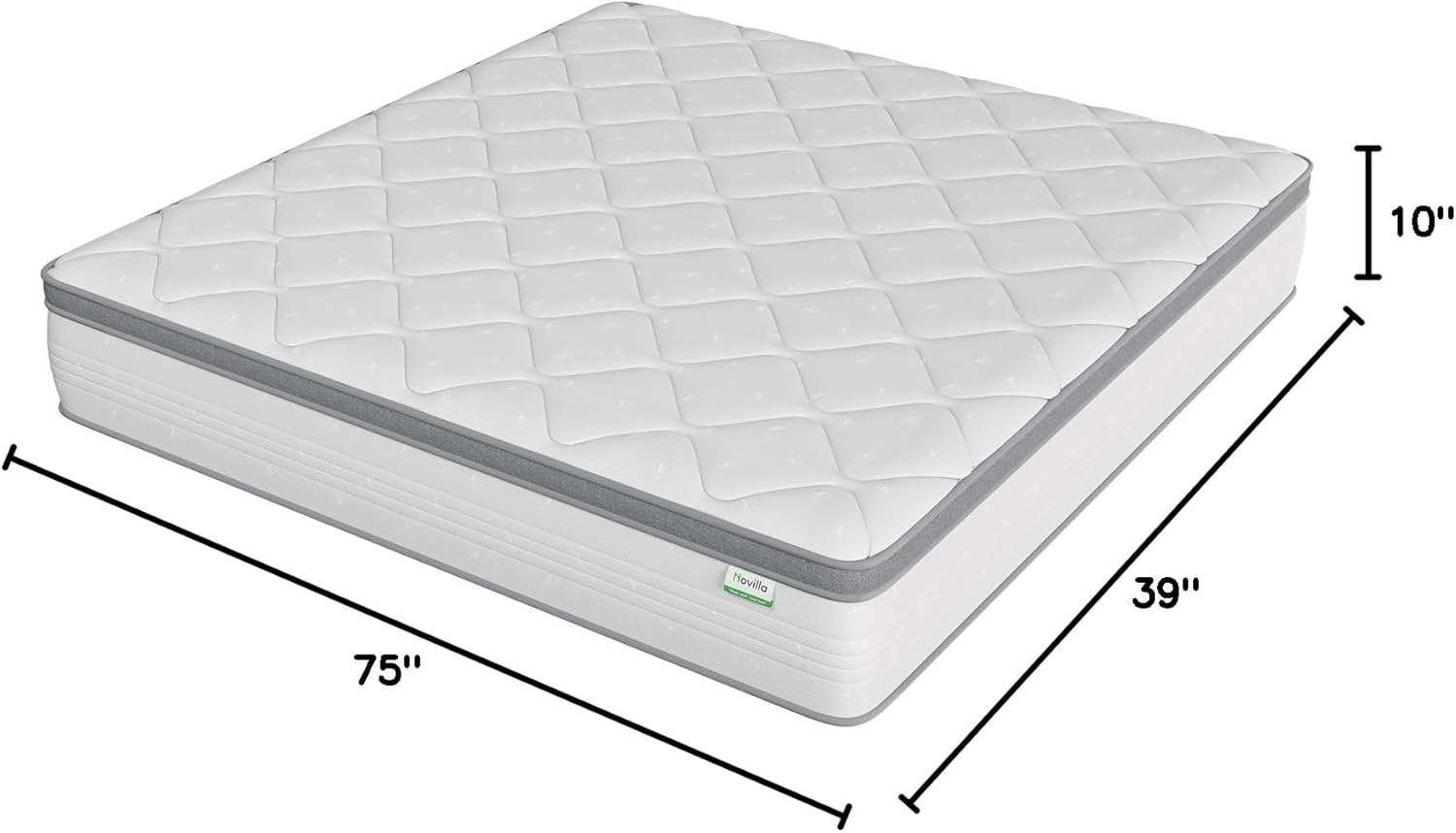 Novilla Twin Mattress - 10 Inch Hybrid Design for Kids | Pocket Innerspring Pillow Top for Comfort & Support