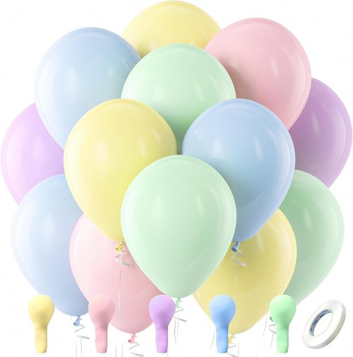 Bezente Pastel Balloons - 100 Pack 12-Inch Round Latex Balloons for Easter & Birthday Celebrations