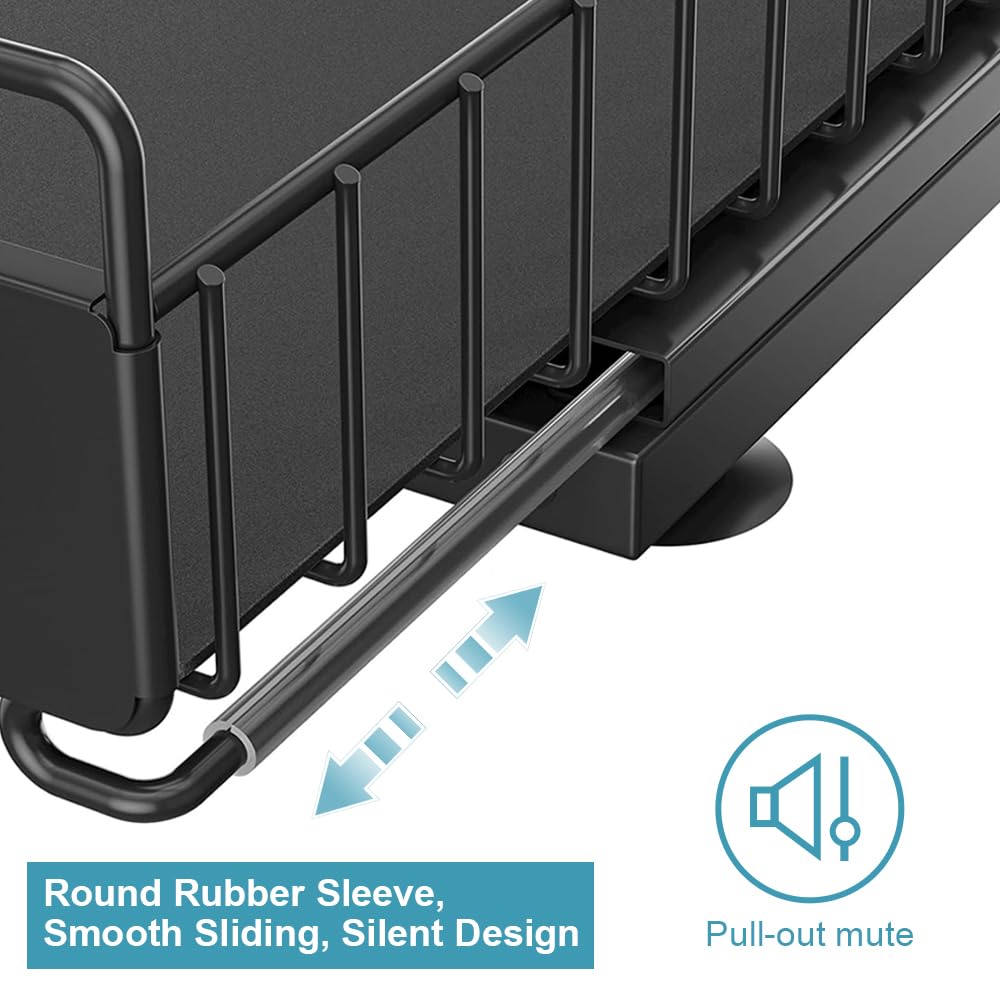 Under Sink Organizer Kitchen, 2 Tier Under Sink Organizers and Storage, Pull out Cabinet Organizer Shelf, Metal Drawer for Kitchen Bathroom Pantry Cabinet Closet Organization Rack, Black, 1 Pack