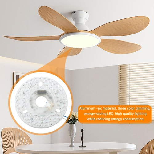 HKZTUY 18W 4.9-Inch Ceiling Fan LED Light Replacement, Dimmable LED Retrofit Panel with 3 Color Temperatures (3000K/4000K/5000K), Energy Efficient for Living Room, Bedroom, Office - for Homeowners
