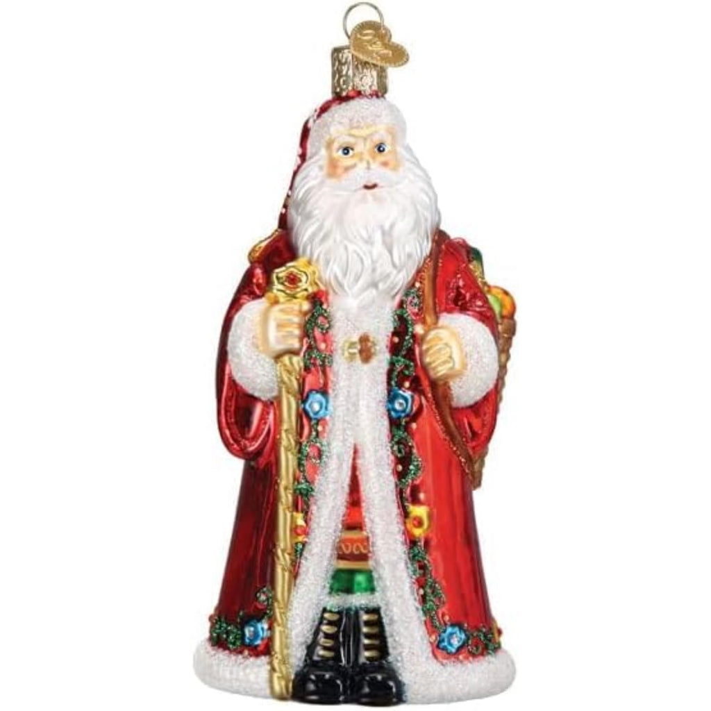 Old World Christmas Norwegian Santa Glass Blown Ornament for Christmas Tree, Handcrafted Holiday Decoration, Santa Collection