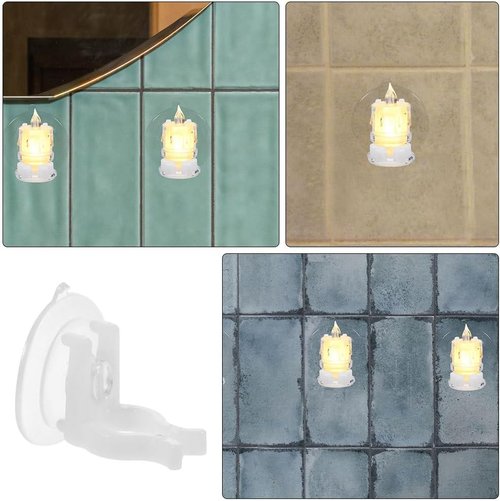 Cabilock Window Candle Suction Cups - 6pcs Flameless Taper Candle Holders for Holiday Decor
