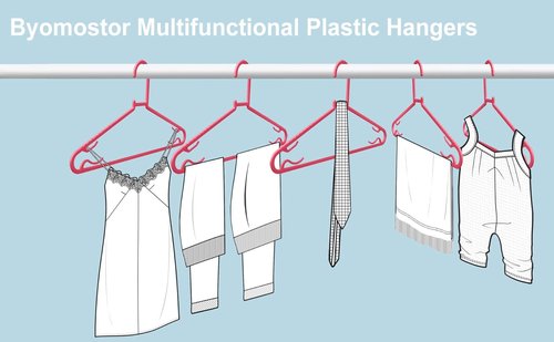 Byomostor Plastic Hangers - Durable Non-Slip G-Shape Clothes Hangers | 50 Pack in Pink