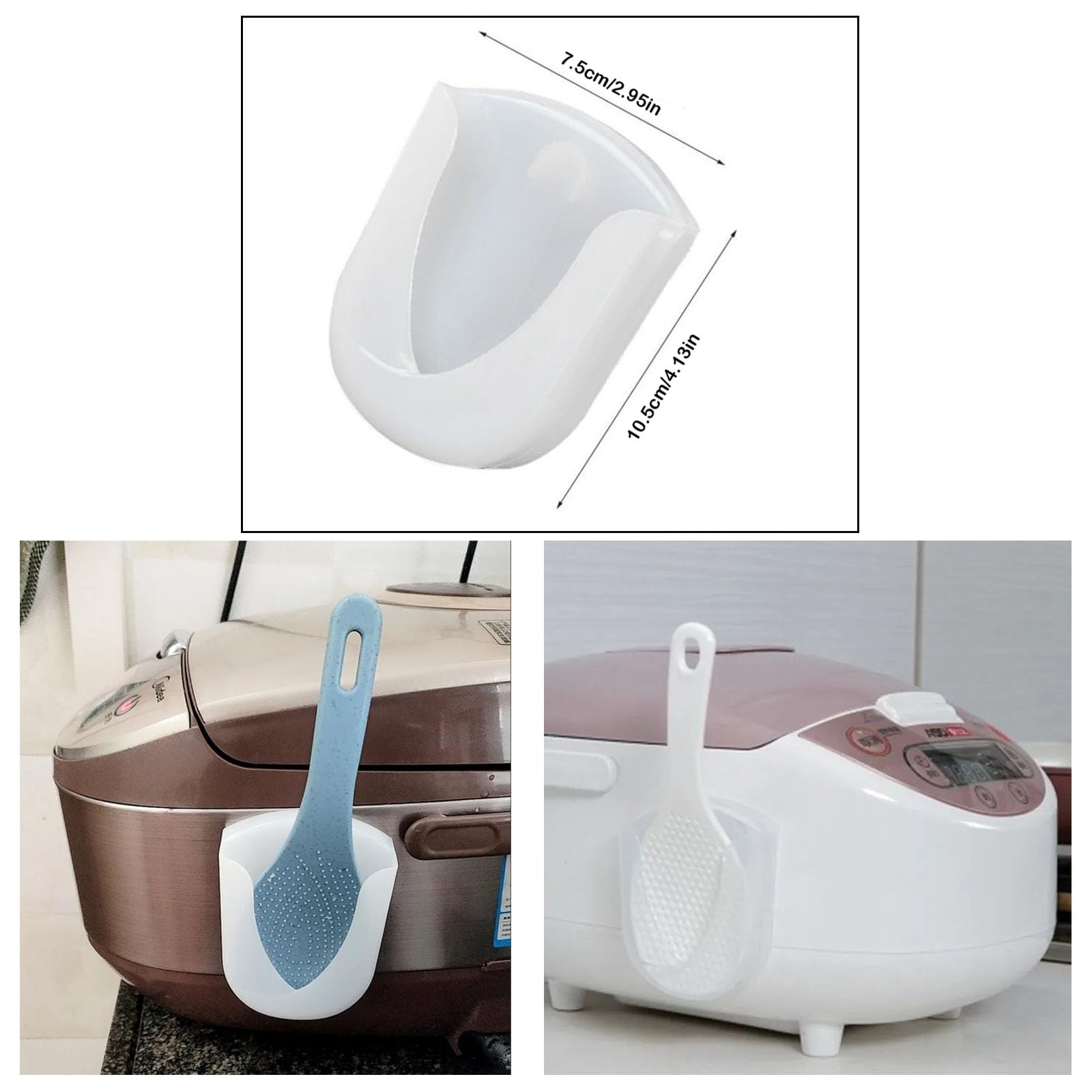 NentMent 3 Pack Rice Spoon Holder Rice Paddle Storage Organizer Detachable Suction Cup Type Rack Stand Case for Zojirushi Sushi Maker Rice Cooker Non-Stick Serving Scoop Shovel Spatula