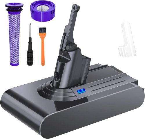 Dyson V8 Battery Replacement - 21.6V 8000mAh Compatible with V8 Animal/Absolute/Motorhead | Includes Filters & Cleaning Brush