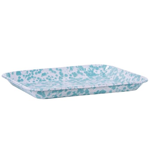 Golden Rabbit Enamelware Quarter Sheet Trays, 12 x 10in, Sea Glass, Set of 2