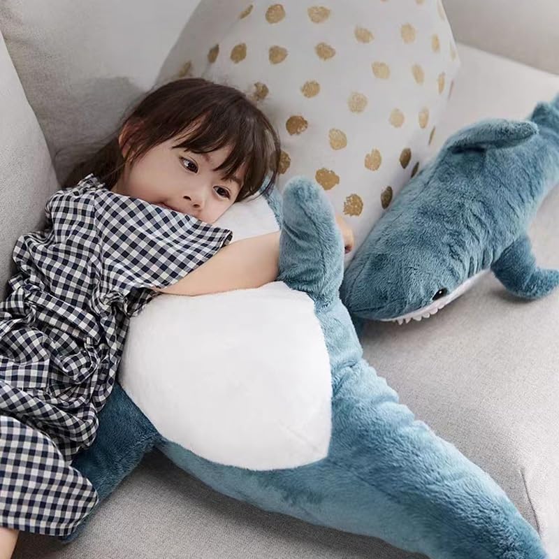 Owemeet 24 Inch Blue Shark Plush Toy - Soft Cushion Pillow for Kids & Decor