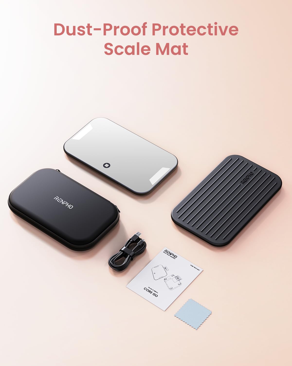 RENPHO Portable Rechargeable Scale for Body Weight, Travel Weight Scale with Travel Makeup Mirror, Slide-Out LED Display, Digital High Accurate Scale for Traveling, 400lbs, Core Go, 8.98" x 5.28"