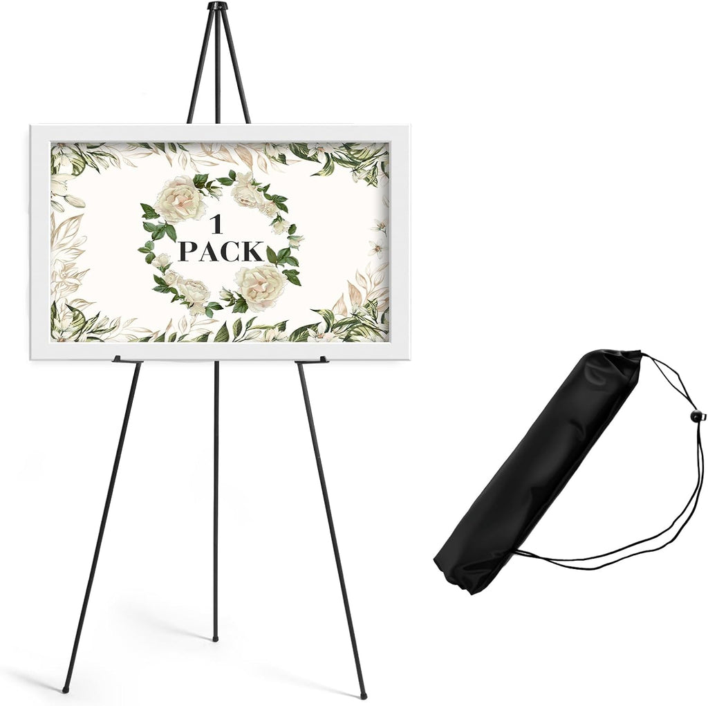 AZEAM 63" Portable Easel Stand - Adjustable Black Metal Display for Signs & Artwork | Foldable Design