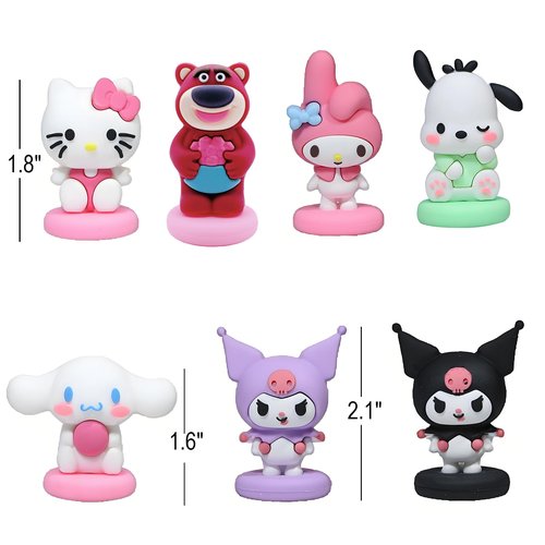 7pc Cute Anime Figurines Cake Topper, Kids Girl Happy Birthday Party Decoration Supplies Cake Decorations Toppers
