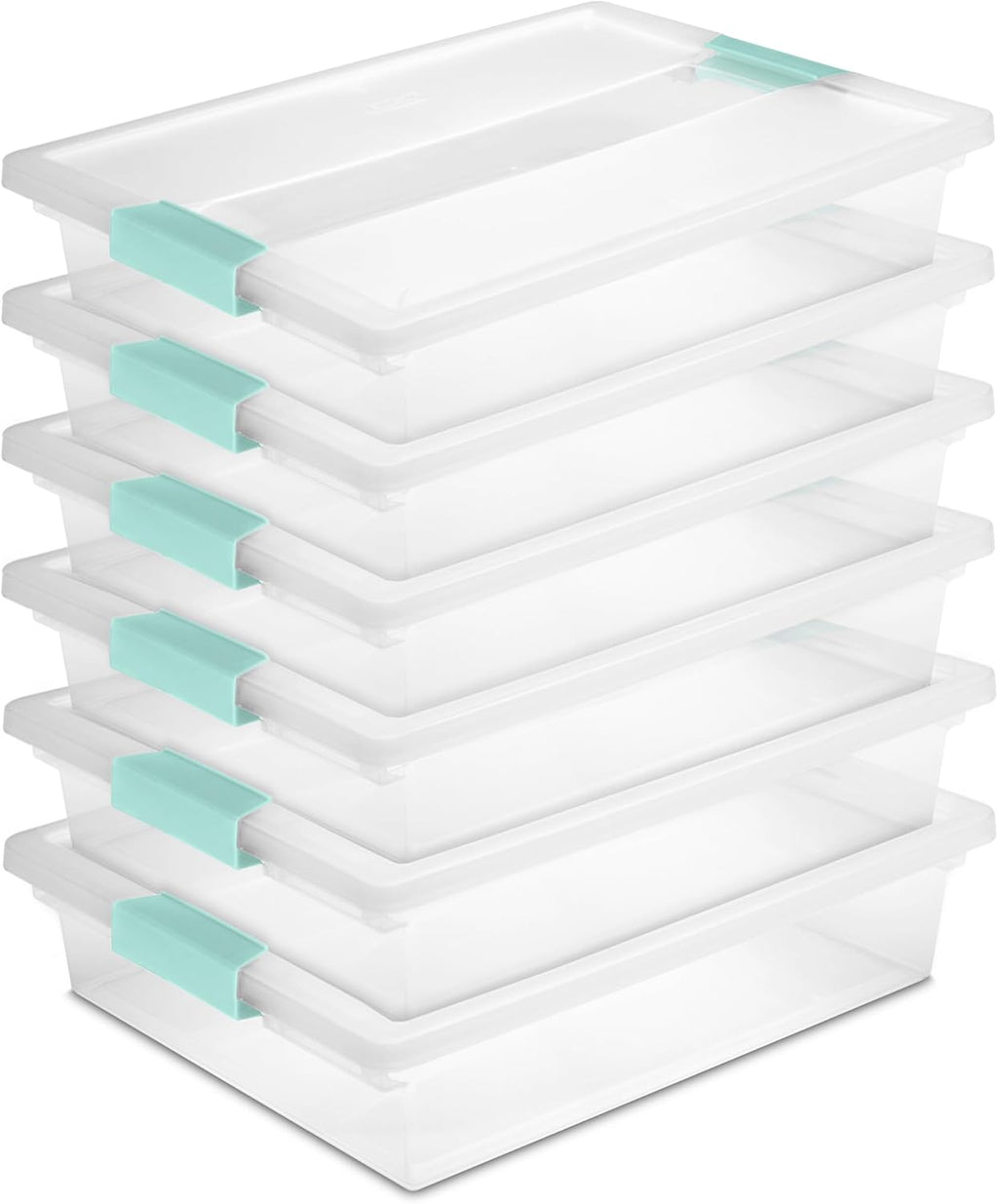 Sterilite 6-Pack Clip Box | Stackable Clear Plastic Bins with Latching Lids - Ideal for Arts, Crafts & Office Organization