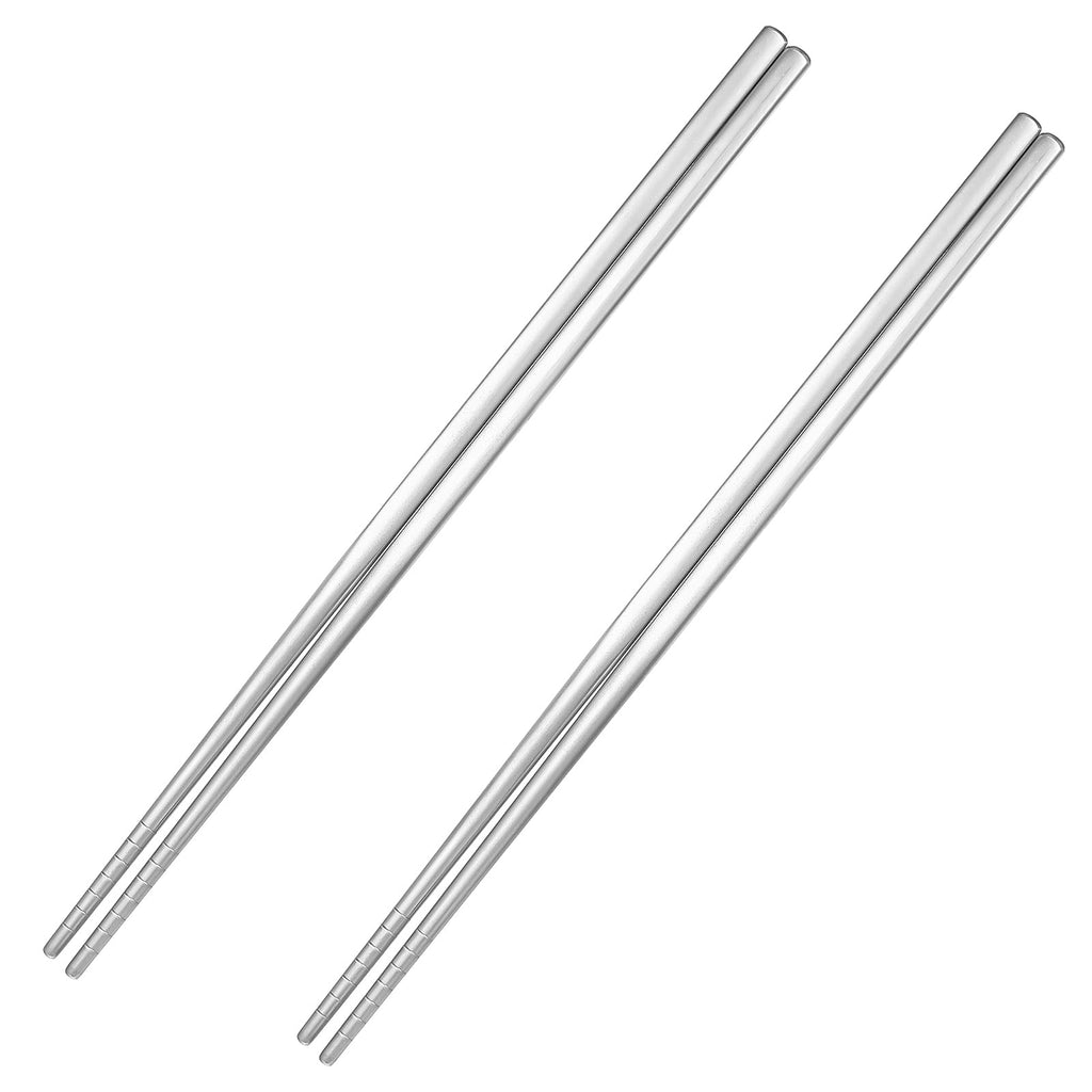 2 Pairs Titanium Chopsticks, Pure Titanium Metal Chopsticks, Ultralight and Reusable Chopstick, Durable Dishwasher Safe Eco-Friendly, for Camping Home Travel, Silver, 9 inch