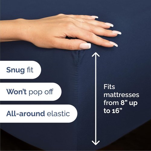 Cal King Size 4-Piece Sheet Set - Comfy, Breathable & Cooling Bed Sheets - Luxury Hotel Quality - Deep Pockets, Soft, Wrinkle-Free - Oeko-Tex Certified - Navy Blue