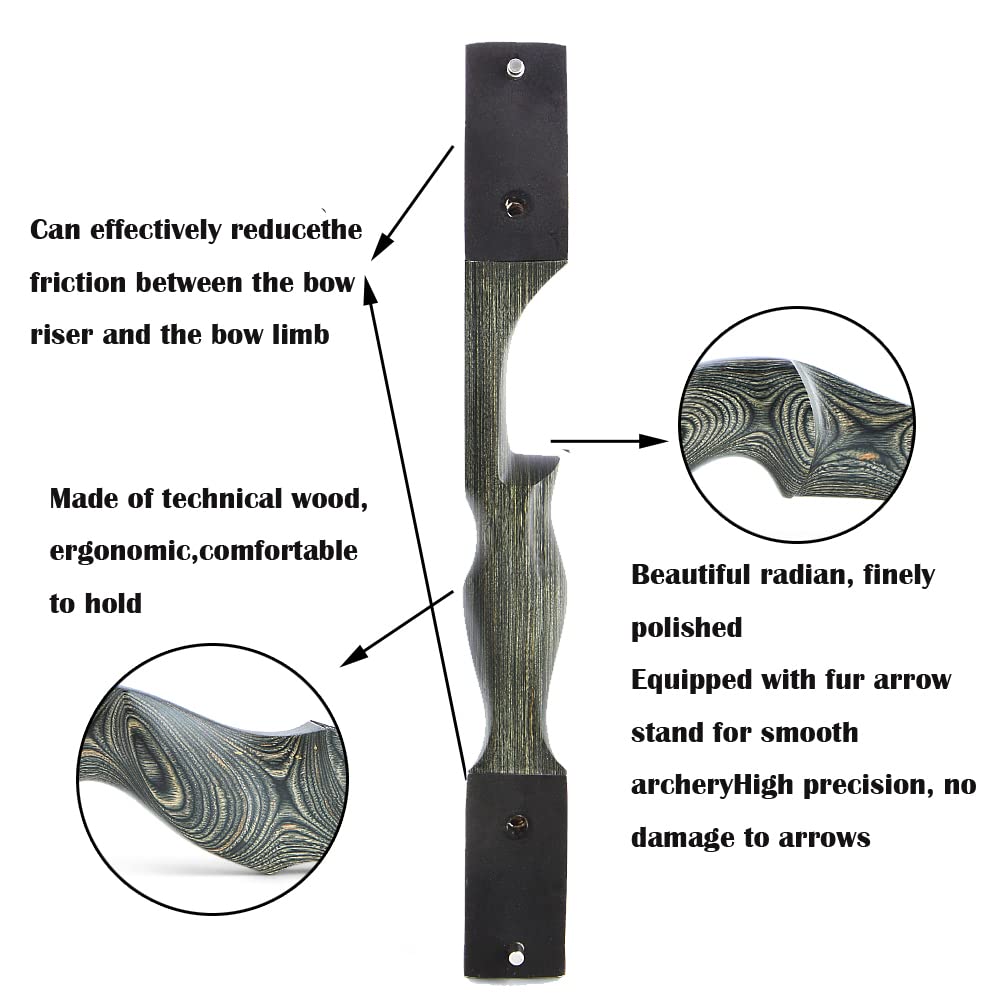 60 Inch Black Hunter Takedown Longbow 20-60lbs Traditional Wood Longbows Right Hand and Left Hand American Hunting Longbow for Outdoor Hunting Shooting