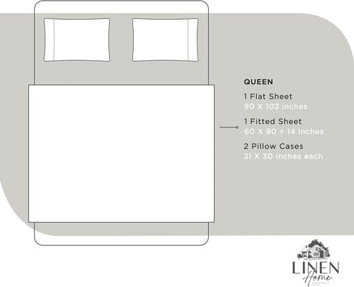 Linen Home 100% Cotton Percale Queen Sheets Set - Crisp White, Deep Pocket, 4-Piece Bedding Essentials