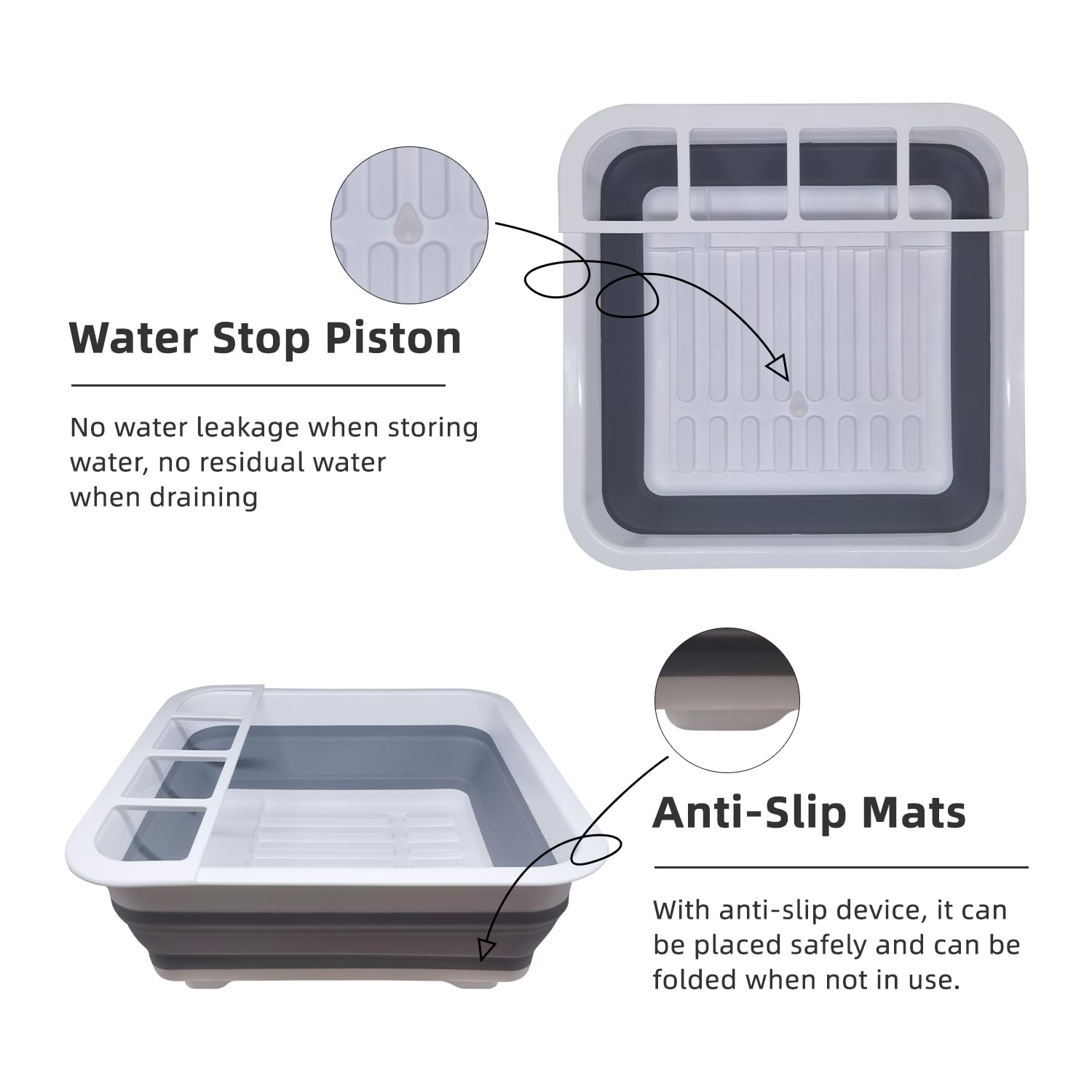THANSTAR Collapsible Dish Drying Rack for RV Campers Portable Dinnerware Drainer Organizer for Kitchen Travel Trailer