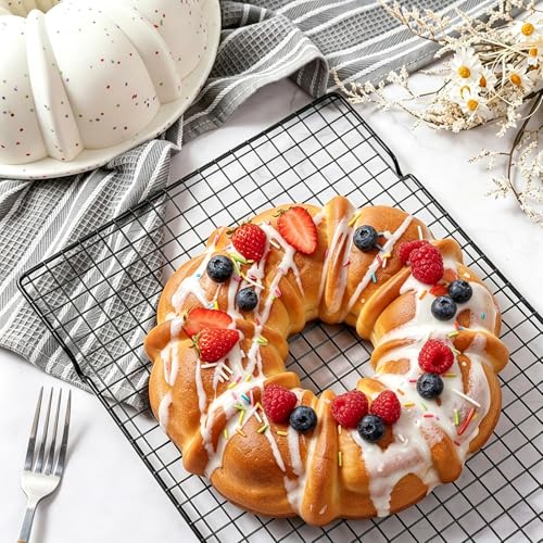 Vinino 9.5 Inch Fluted Tube Cake Pan with Metal Frame - Classic Regular