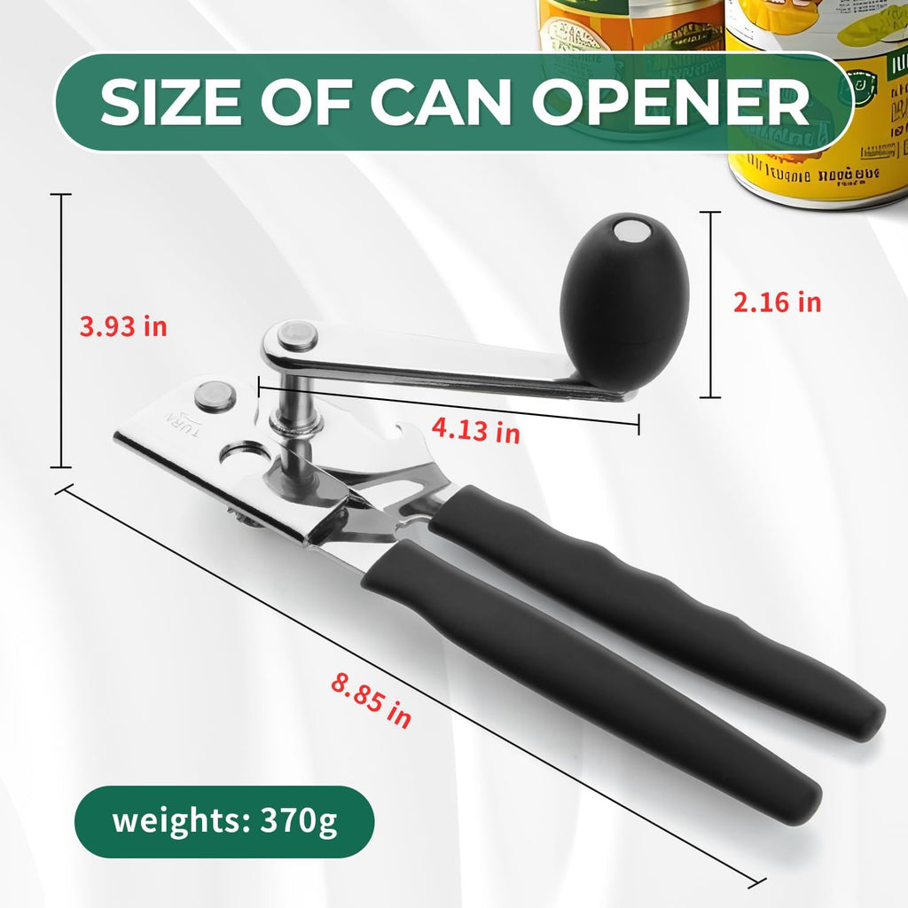 Skiennix Heavy Duty Manual Can Opener - Stainless Steel, Smooth Edge Design for Easy Use
