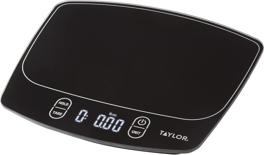Taylor Waterproof Digital Kitchen Scale - 11 Pounds Capacity | Sleek Black Design
