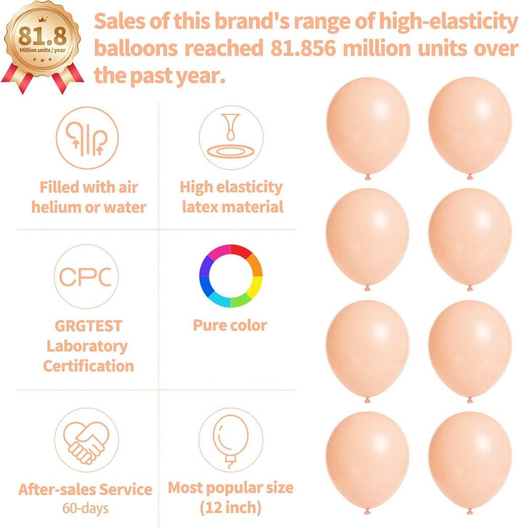 Pastel Orange Balloons by [Brand Name] - 110pcs 12-Inch Latex Balloons for Birthday Parties & Baby Showers