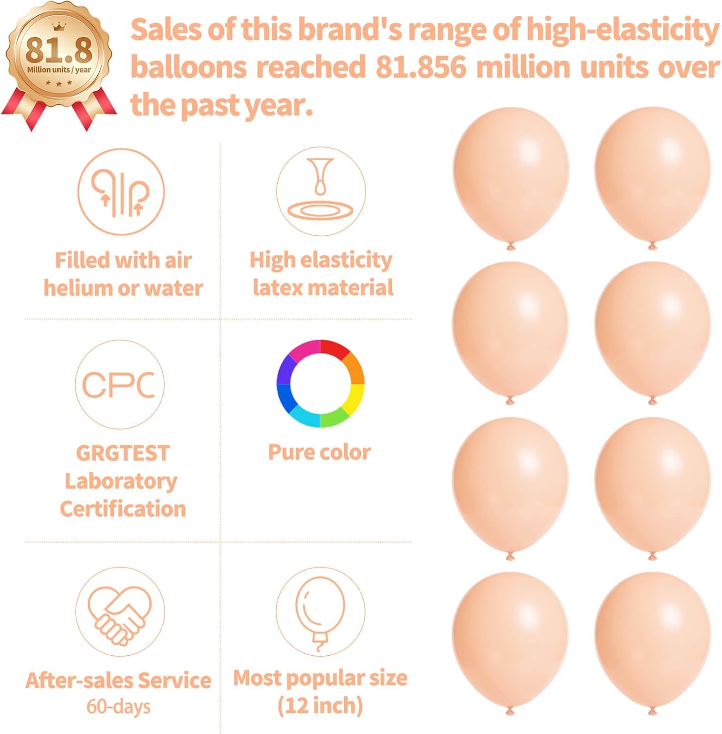 Pastel Orange Balloons by [Brand Name] - 110pcs 12-Inch Latex Balloons for Birthday Parties & Baby Showers
