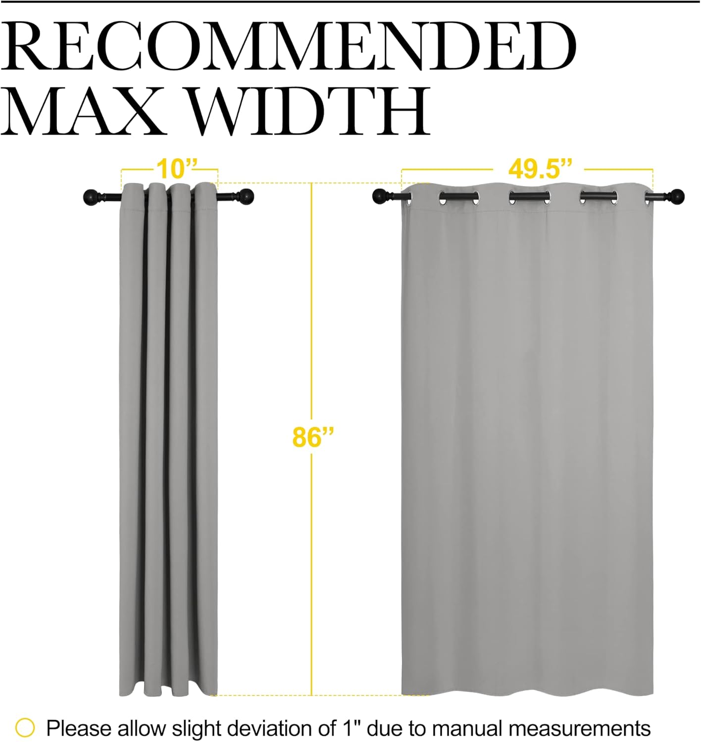 NICETOWN Silver Grey Room Darkening Curtain Panels - 86" Long | Heat-Blocking Drapes for RV & Studio (55" Width, 2 Panels)