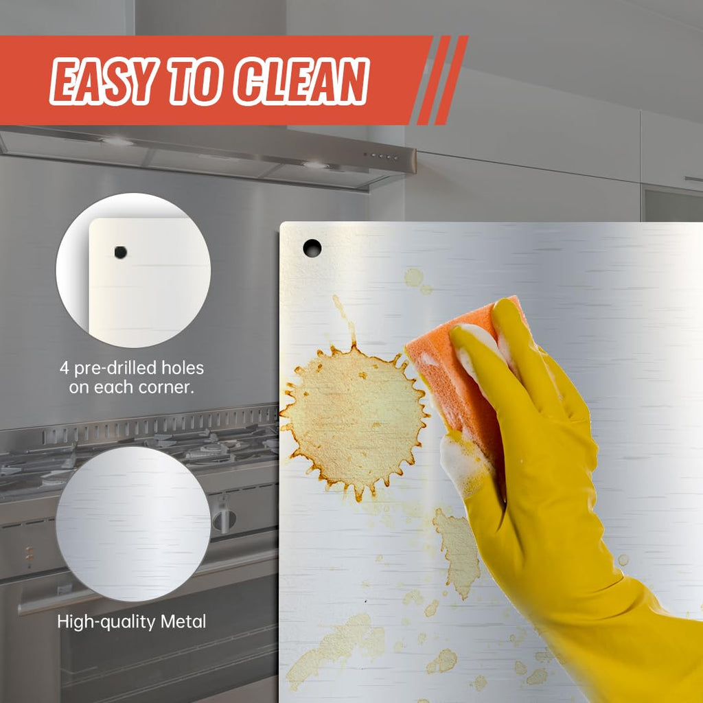 30" x 24" Backsplash for Kitchen Wall Stove Backsplash Protector with Ultra Flat and Flushed Metal Backs plash for Panel Stainless Steel (1)