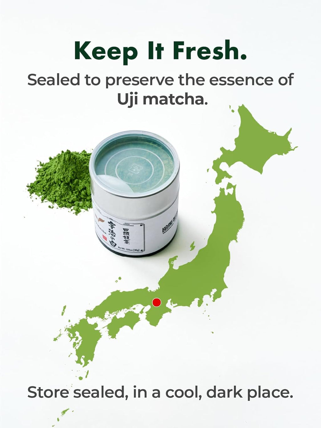 TAGASHIRA CHAHO Uji Matcha Green Tea Powder - Authentic Ceremonial Grade, First Harvest, 30g/1.06oz | 100% Japan