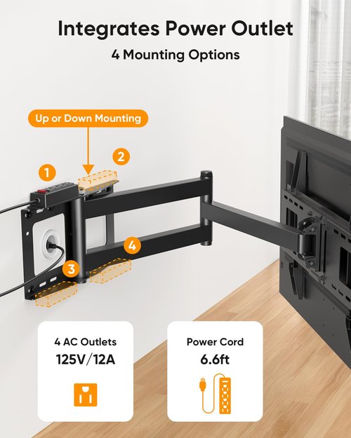 FORGING MOUNT Long Arm TV Wall Mount for 42-80 inch TVs, 43" Extension Full Motion TV Mount with Articulating Arm Swivel,Tilt and Level Adjustment, MAX VESA 600x400mm, Holds up to 110 lbs