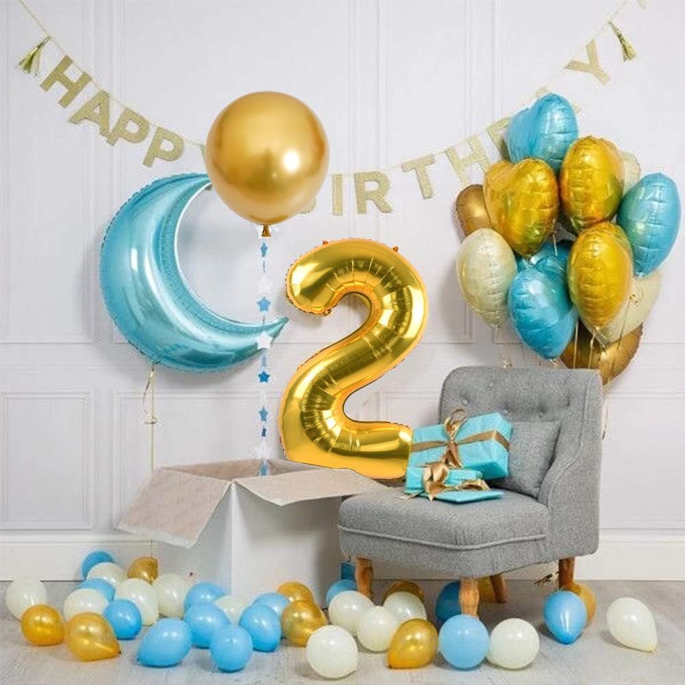 TONIFUL 40 Inch Gold Number Balloons | Large Foil Mylar 0-9 for Graduation, Weddings & Parties