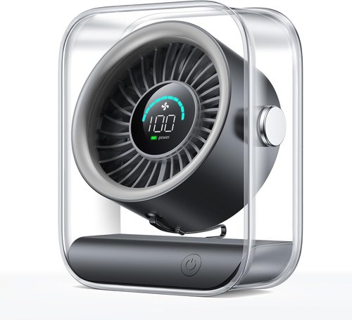 KIMMOO Rechargeable USB Desk Fan - Quiet Table Fan with Turbo Airflow & 100 Speeds | 90° Rotation, Black