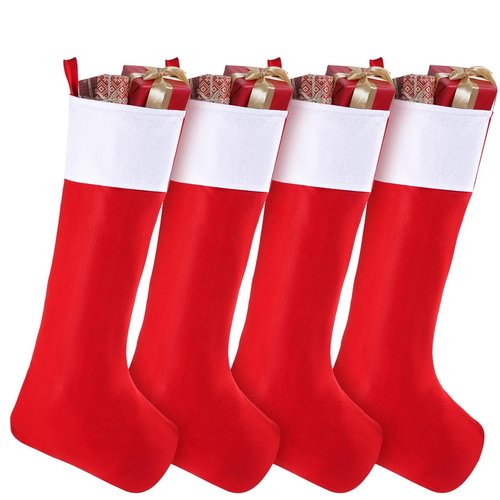 JOYIN 43" Jumbo Christmas Stockings, Soft Giant Xmas Decor, Personalized Red Christmas Felt Stockings for Kids Adults Family Xmas Party Decorations Gifts