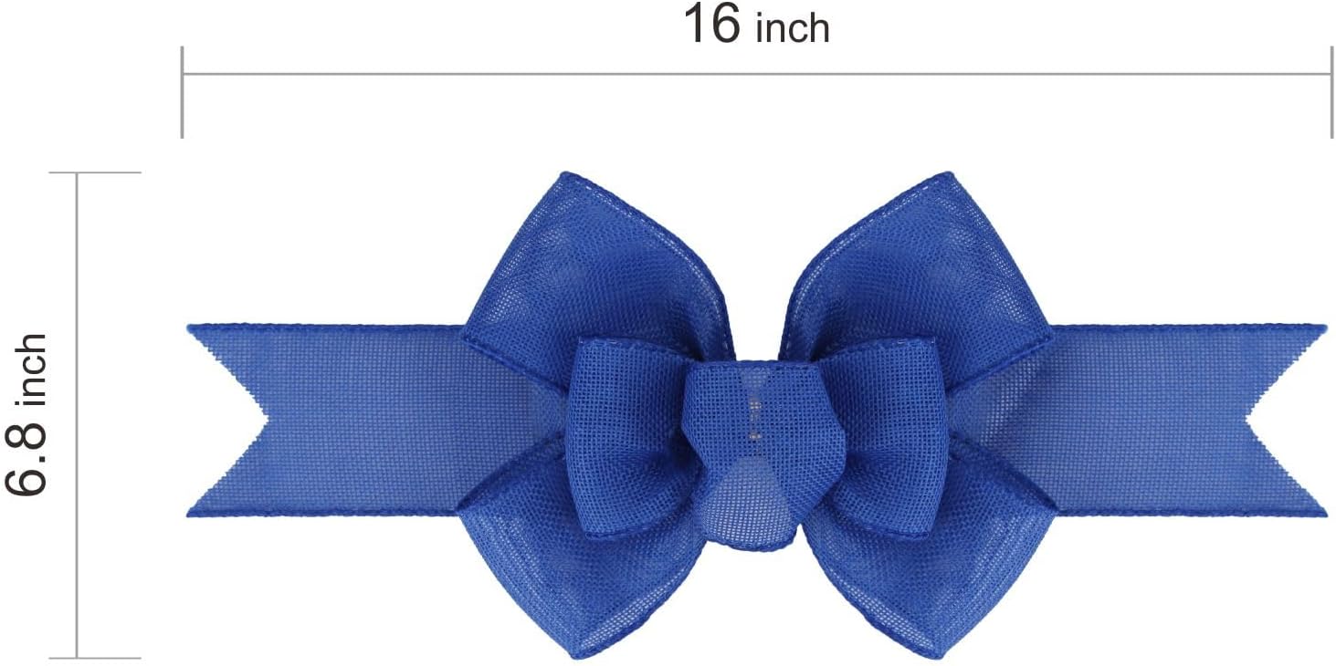 Meseey Royal Blue Wired Ribbon - Handmade Burlap Bows for Wreaths & Gift Wrapping | 2 Pcs Set