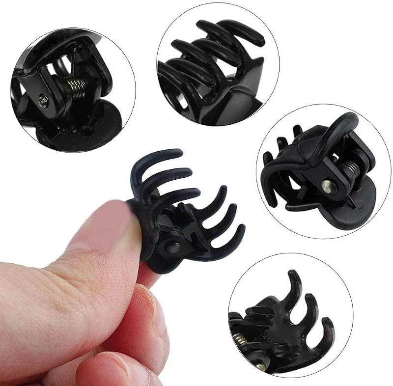 VIPERMARK 12 Pack Mini Hair Claw Clips - Small Non-Slip Plastic Jaw Clamps for Styling, Black