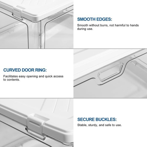HYBRIDEAS Clear Stackable Storage Bins - 3-Pack with Lids & Magnetic Doors | Large 24 QT Craft Organizers