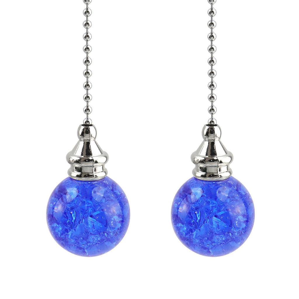 UTALIND Ceiling Fan Pulls Decorative Accessory Set, 2 Pcs 19" Fan Pull Chain Ornaments Pendant with Chain Connector for Wedding Home Bedroom Decor(Blue)