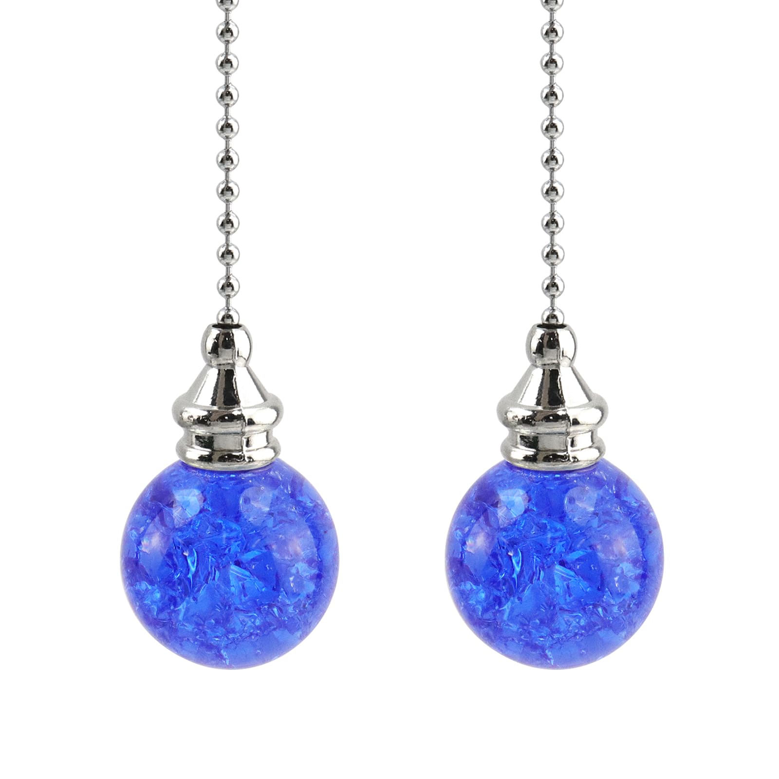 UTALIND Ceiling Fan Pulls Decorative Accessory Set, 2 Pcs 19" Fan Pull Chain Ornaments Pendant with Chain Connector for Wedding Home Bedroom Decor(Blue)