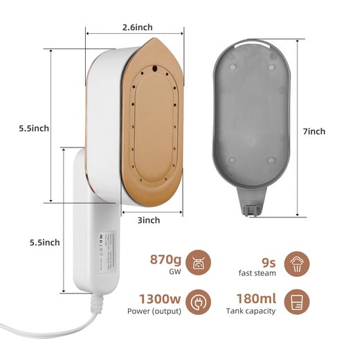 Portable Travel Steamer for Clothes,Duqifo Mini Handheld Fabric Garment Travel Steamers Steam Iron for Clothing,9s Fast Heating,2-in-1 Steam Iron 1300w Steamer with Lcd Screen and 180ml for Home-White