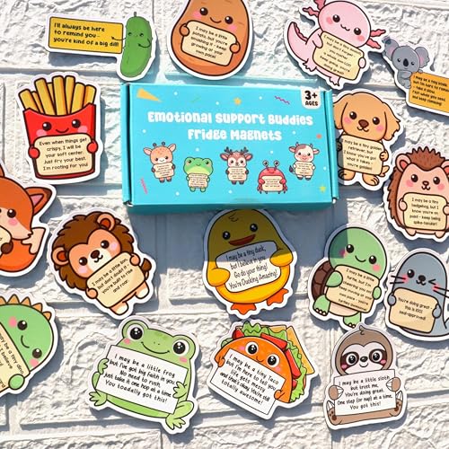 16-Piece Emotional Support Animal Fridge Magnets Set with Uplifting Messages