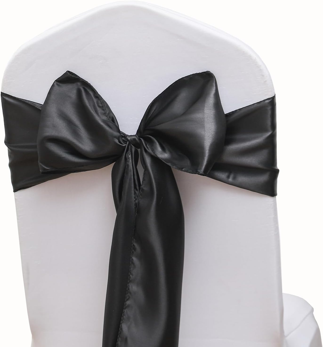 Skiennix Satin Black Chair Sashes - 7" x 108" Universal Ties for Weddings & Events | 50 Pack