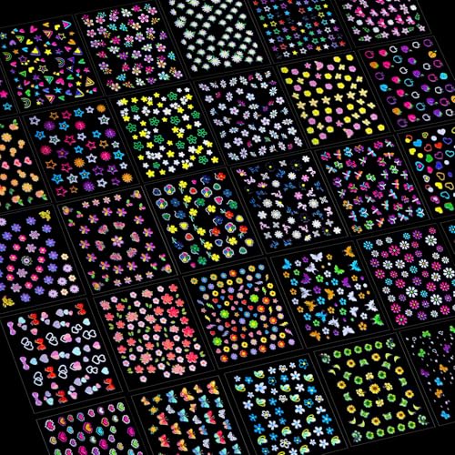 FANDAMEI 30 Sheets Kids Nail Stickers Self-Adhesive 3D Nail Art Decals