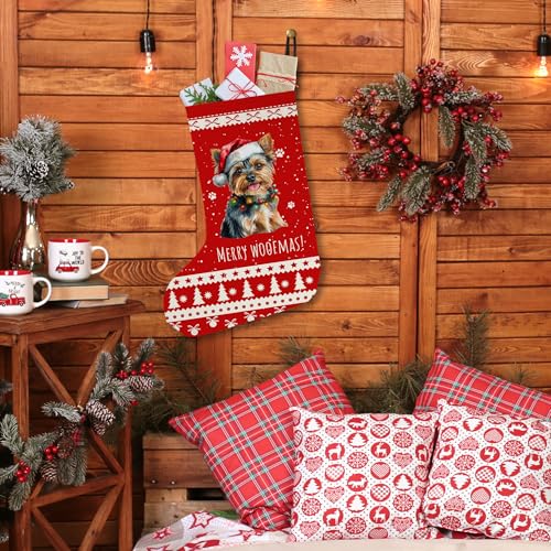 Yorkshire Terrier Christmas Stocking Dog Gift with Hanging Rope - Festive Holiday Decor