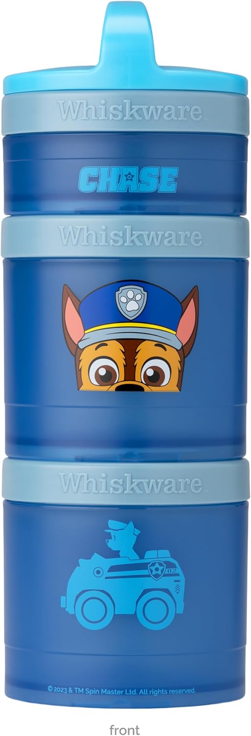 Whiskware Stackable Snack Containers - Durable Food Storage for Kids & Toddlers | Dishwasher Safe, Chase Design