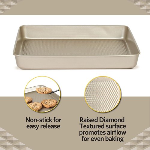 Glad Baking Pan Nonstick - Heavy Duty Oblong Metal Dish for Cake & Lasagna - Medium Size