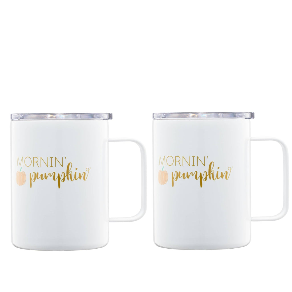 Cambridge EP109WHCB2DS 16 Oz Mornin Pumpkin Coffee Mugs, Set Of 2