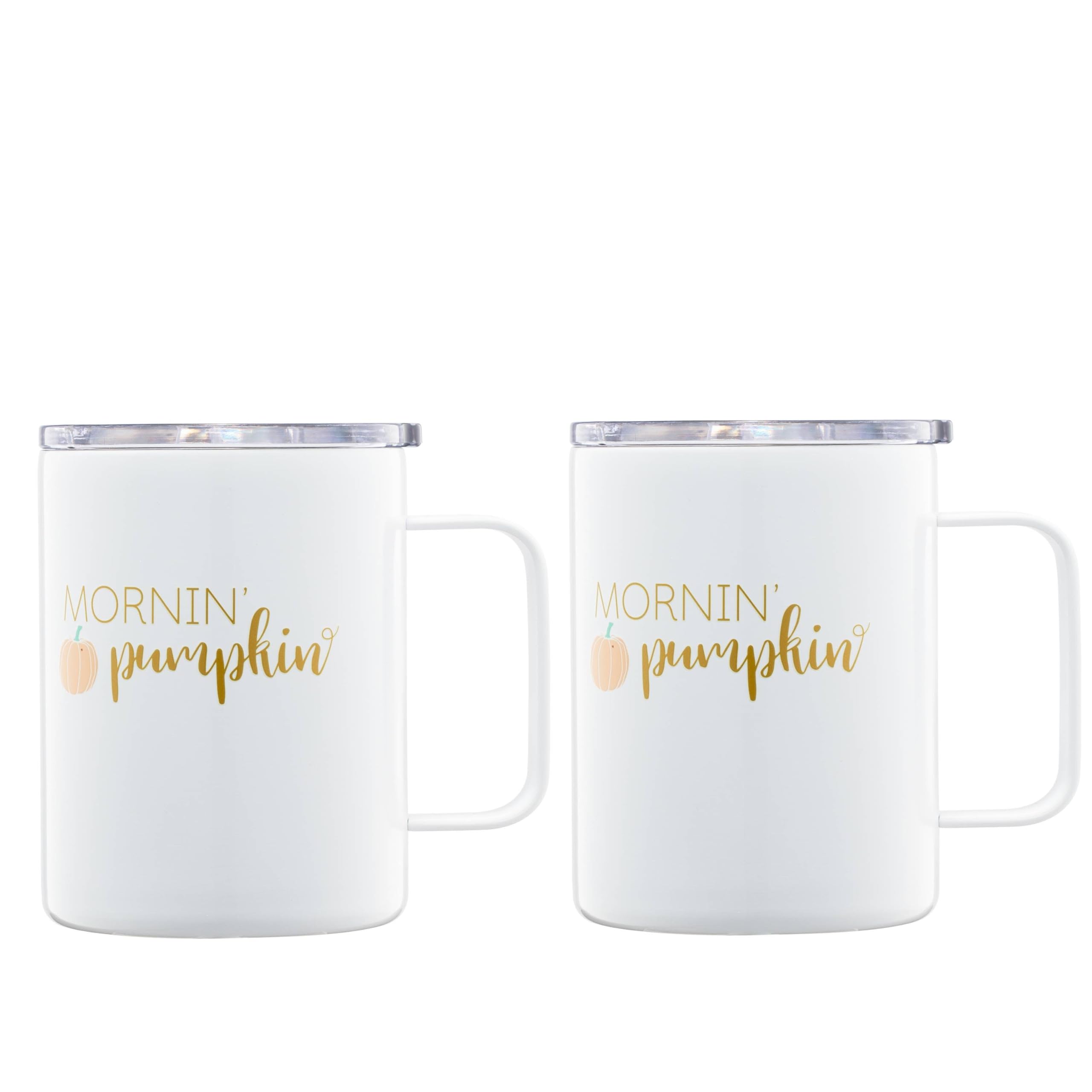 Cambridge EP109WHCB2DS 16 Oz Mornin Pumpkin Coffee Mugs, Set Of 2